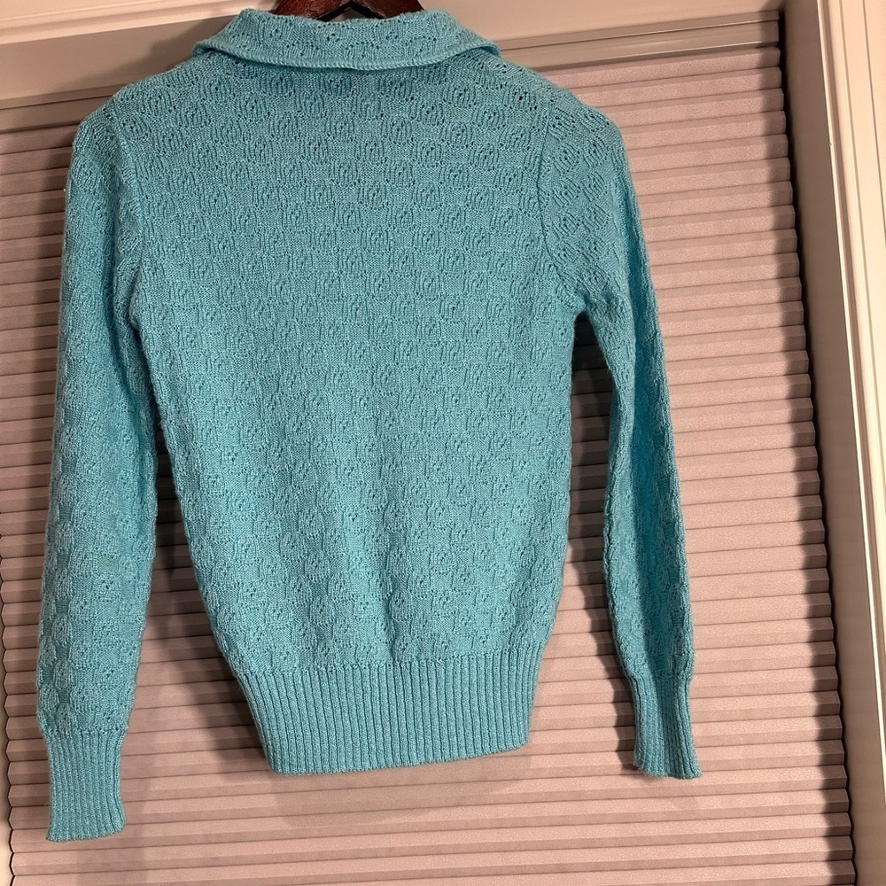 Vintage turquoise collared sweater - Picture 3 of 4